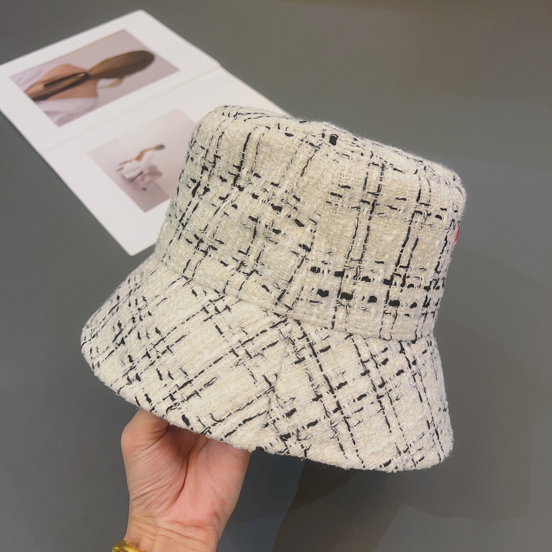 CC FANTASY TWEED MULTICOLOR LOGO BUCKET HAT WHITE
