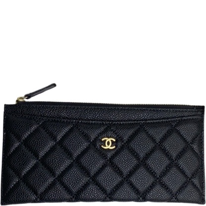CHL CLASSIC ZIP POUCH CAVIAR WALLET BLACK 22CM
