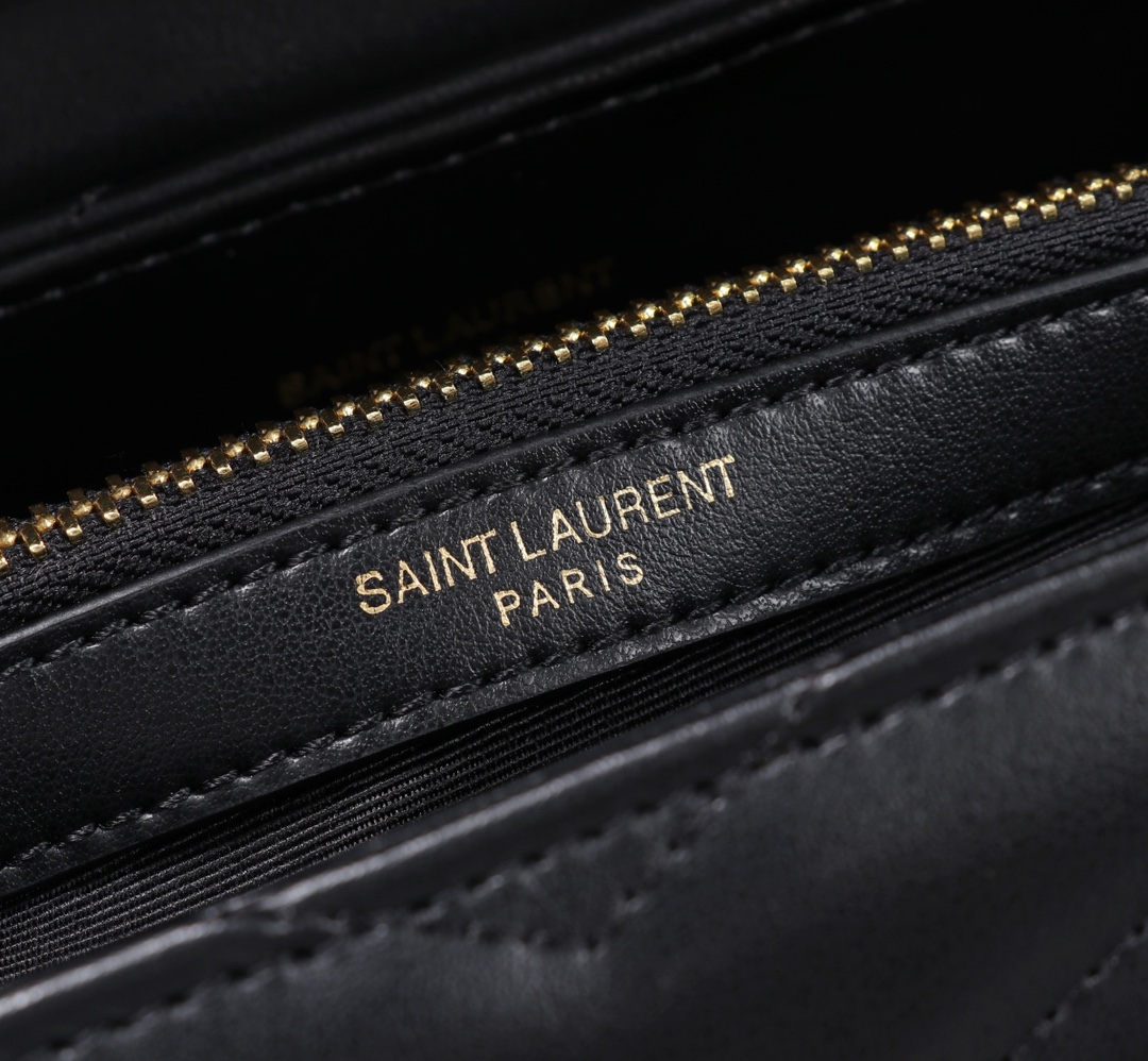 YSL LOULOU SMALL CHAIN BAG IN MATELASSÉ Y BLACK GOLD 23CM 494699DV7271000