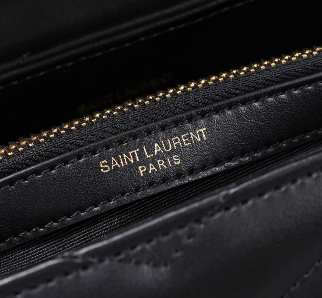 YSL LOULOU SMALL CHAIN BAG IN MATELASSÉ Y BLACK GOLD 23CM 494699DV7271000