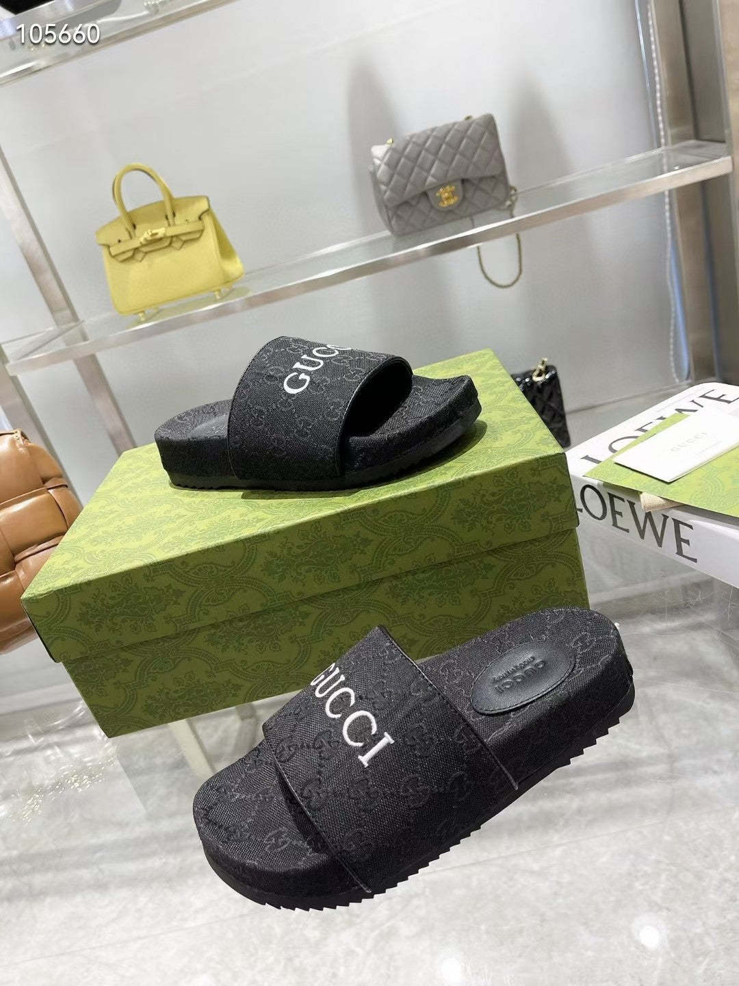 SANDAL GG BLACK SANDAL WOMEN'S GG CANVAS SLIDE