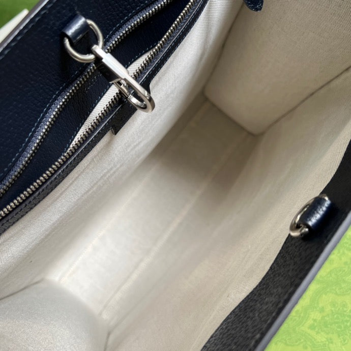 gg Tote Bag With Interlocking G Beige And Blue Supreme Canvas For Women 15in/38.5cm gg