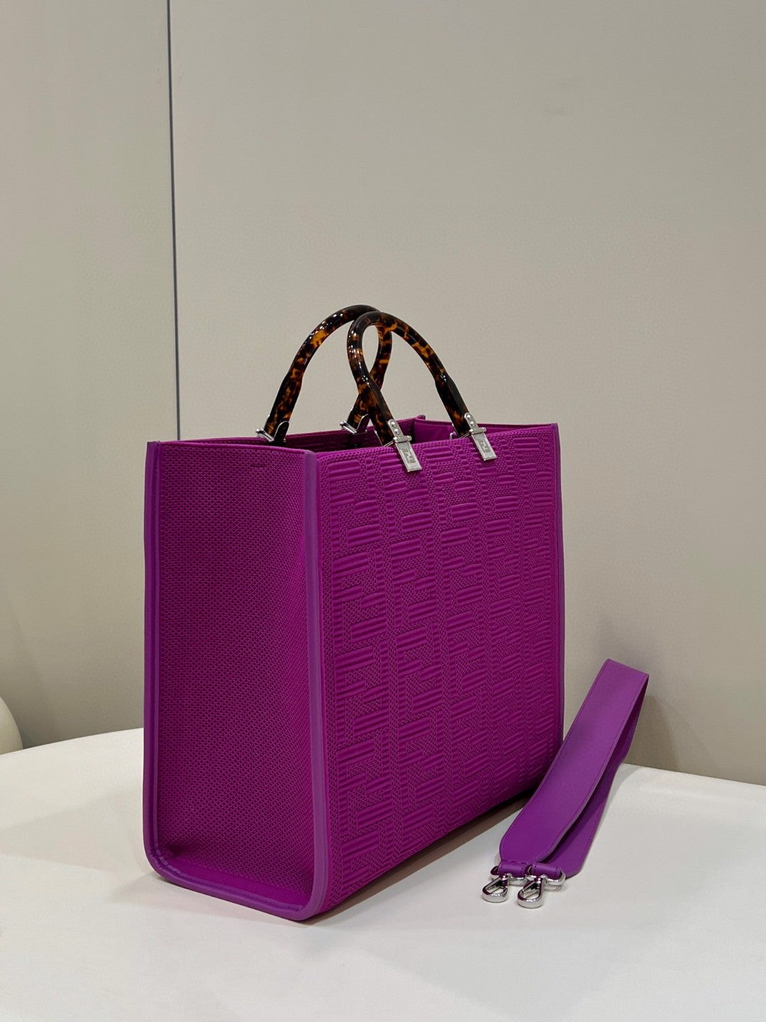 FI Sunshine Medium Purple FF fabric shopper Bag For Woman 31cm/12in 8BH386AHWCF037T