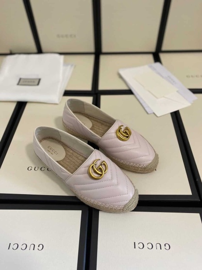 GG WHITE LEATHER ESPADRILLE WITH DOUBLE G