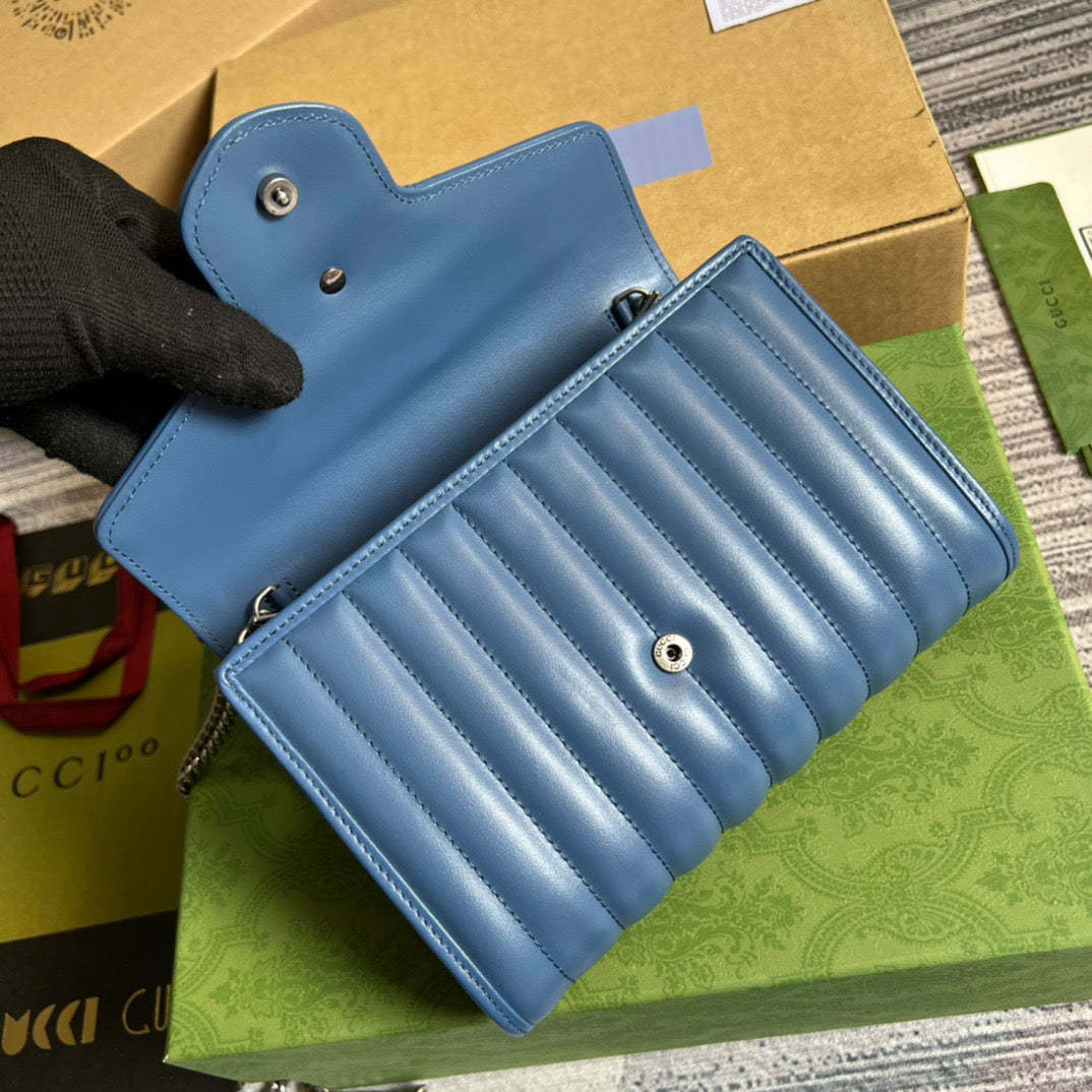 gg Marmont Super Mini Bag Blue For Women, Women’s Bags 6.2in/17cm gg 476433 DTD5F 4340