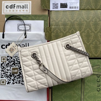 gg Marmont Small Tote Bag White Matelasses For Women 10.4in/26.5cm gg