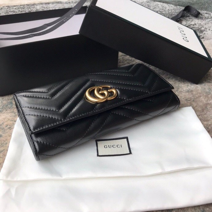 GG MARMONT CONTINENTAL WALLET 19CM BLACK E443436 DTD1T 1000