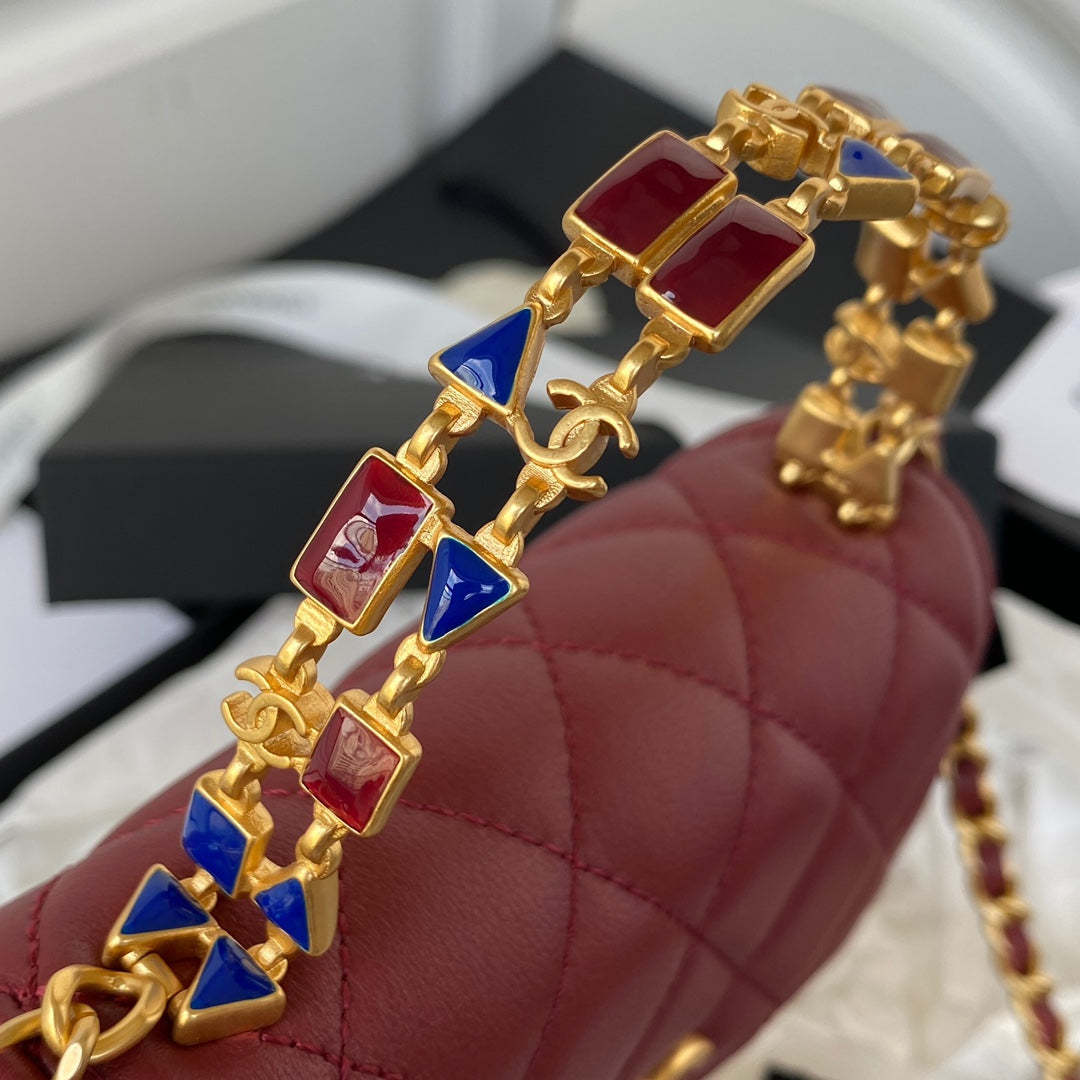 Chanel Clutch With Chain Gold Hardware Red For Women, Women’s Handbags, Shoulder Bags 5.7in/14.5cm