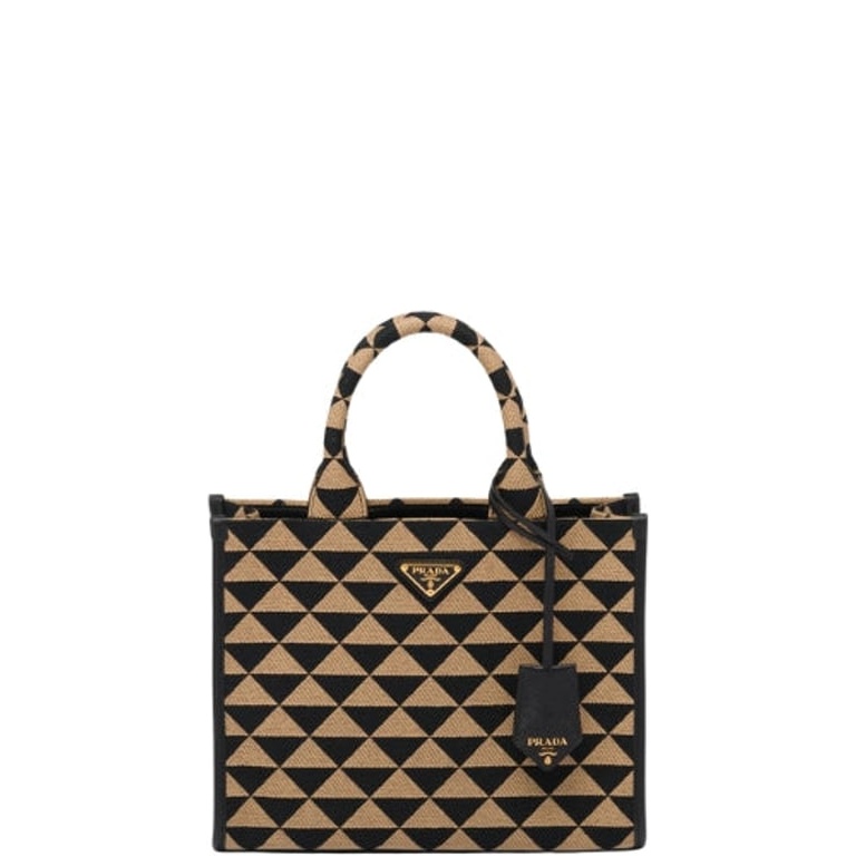 PR SMALL SYMBOLE EMBROIDERED FABRIC HANDBAG 28CM