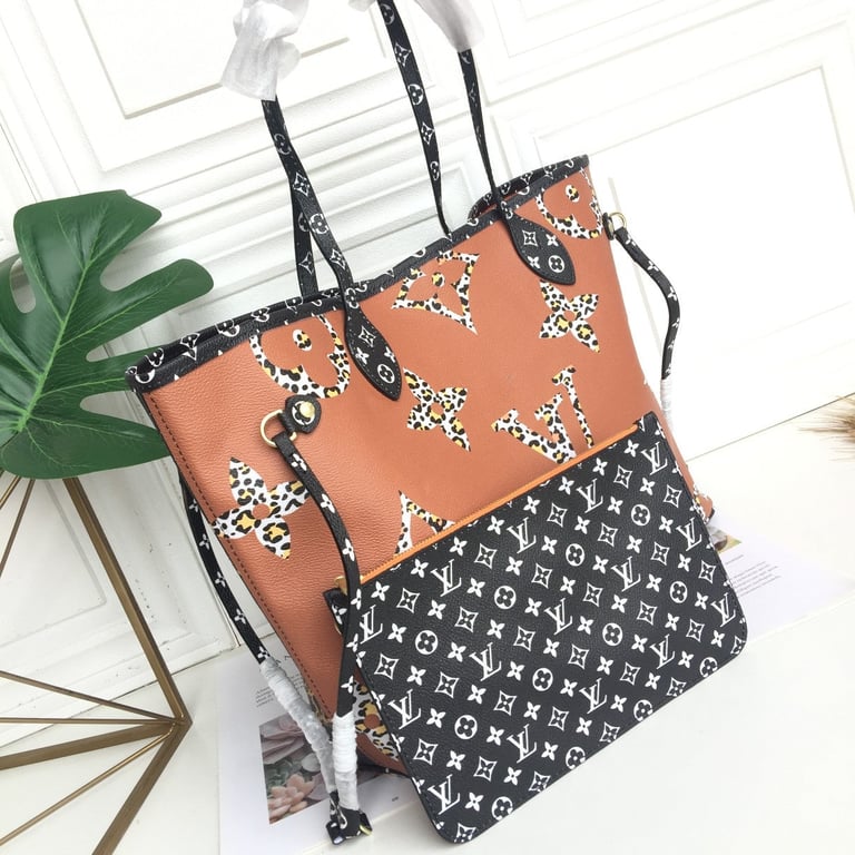 LUV NEVERFULL MM MONOGRAM GIANT JUNGLE BLACK CARAMEL