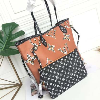 LUV NEVERFULL MM MONOGRAM GIANT JUNGLE BLACK CARAMEL