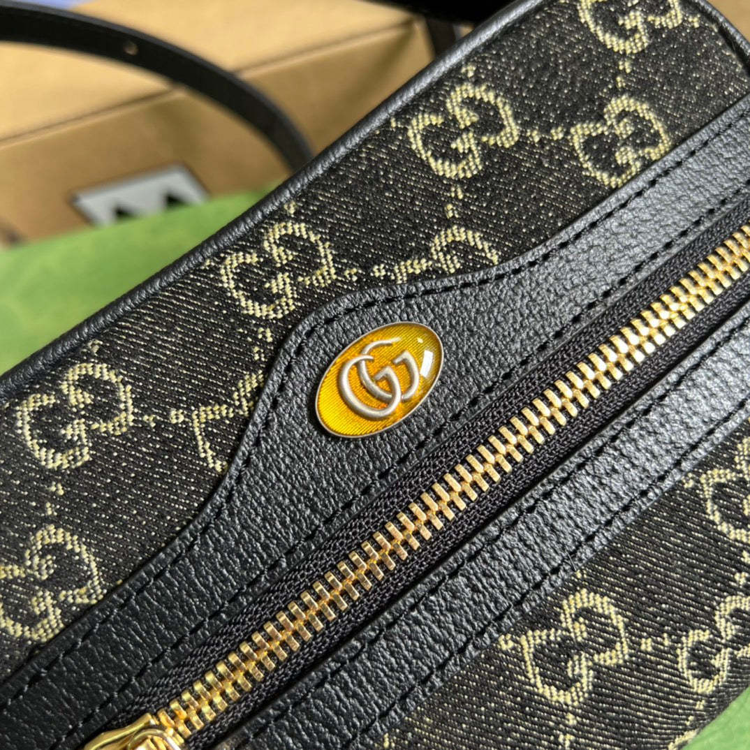 gg Ophidia Mini gg Bag Black And Ivory gg Denim Jacquard For Women  7in/17.5cm gg 517350 UN3BG 1274