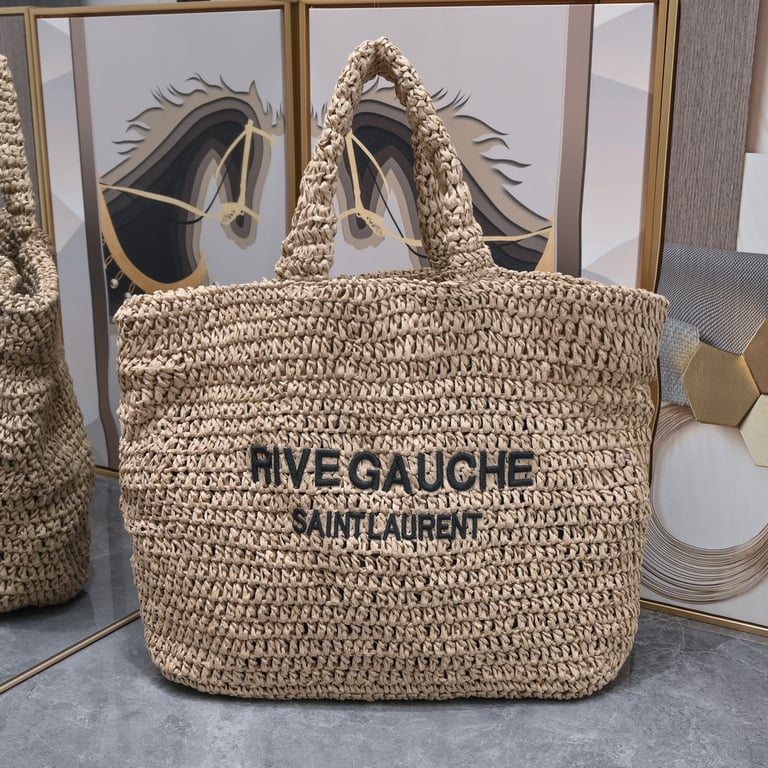 SAINT LAURENT TOTE RIVE GAUCHE RAFFIA CROCHET