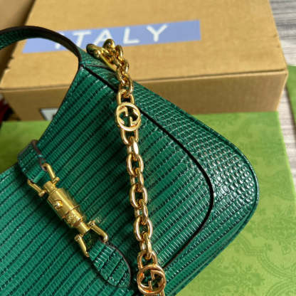 gg Jackie 1961 Lizard Mini Bag Green For Women, Women&#8217;s Bags 7.5in/19cm gg ‎