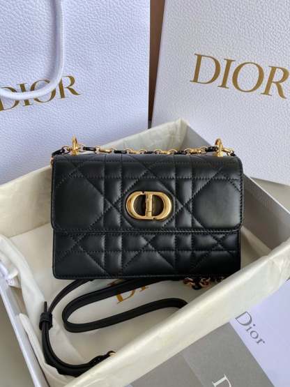 DIR MISS CARO MINI BAG BLACK MACROCANNAGE LAMBSKIN 17CM