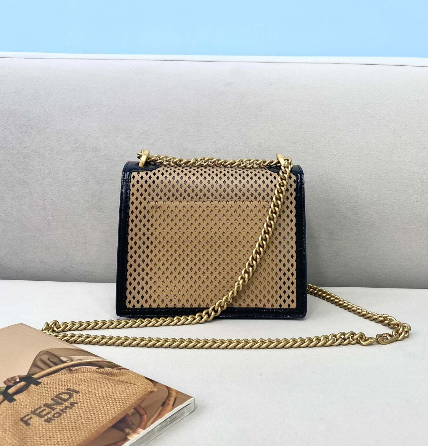 FI Small Kan U Black and Brown Bag For Woman 19cm/7.5in485