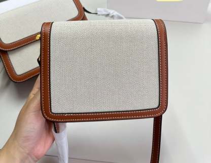 CE CLASSIQUE TRIOMPHE BAG IN TEXTILE AND CALFSKIN 22CM