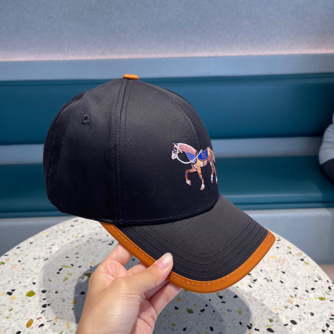 HM CANVAS BASEBALL CAP HORSE HAT BLACK