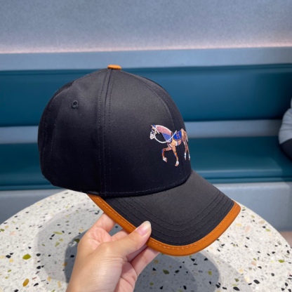 HM CANVAS BASEBALL CAP HORSE HAT BLACK