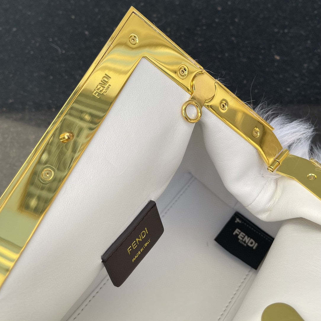 FI First Small White Fox Fur Bag For Woman 26cm/10in