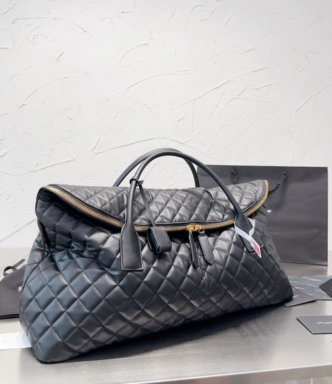 SAINT LAURENT GIANT TRAVEL BAG IN QUILTED LEATHER BLACK 55CM