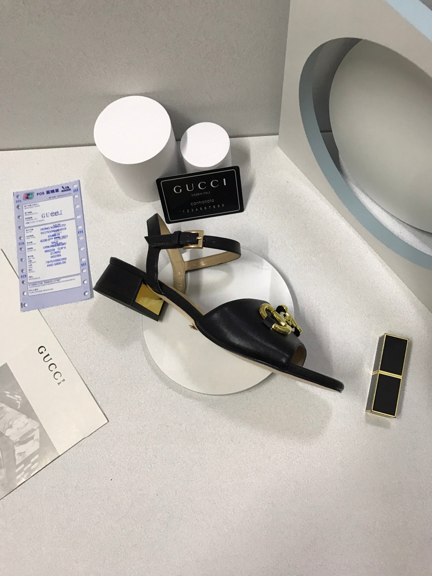 SANDAL GG 655413 BKO00 1000 WOMEN'S SANDAL WITH HORSEBIT BLACK