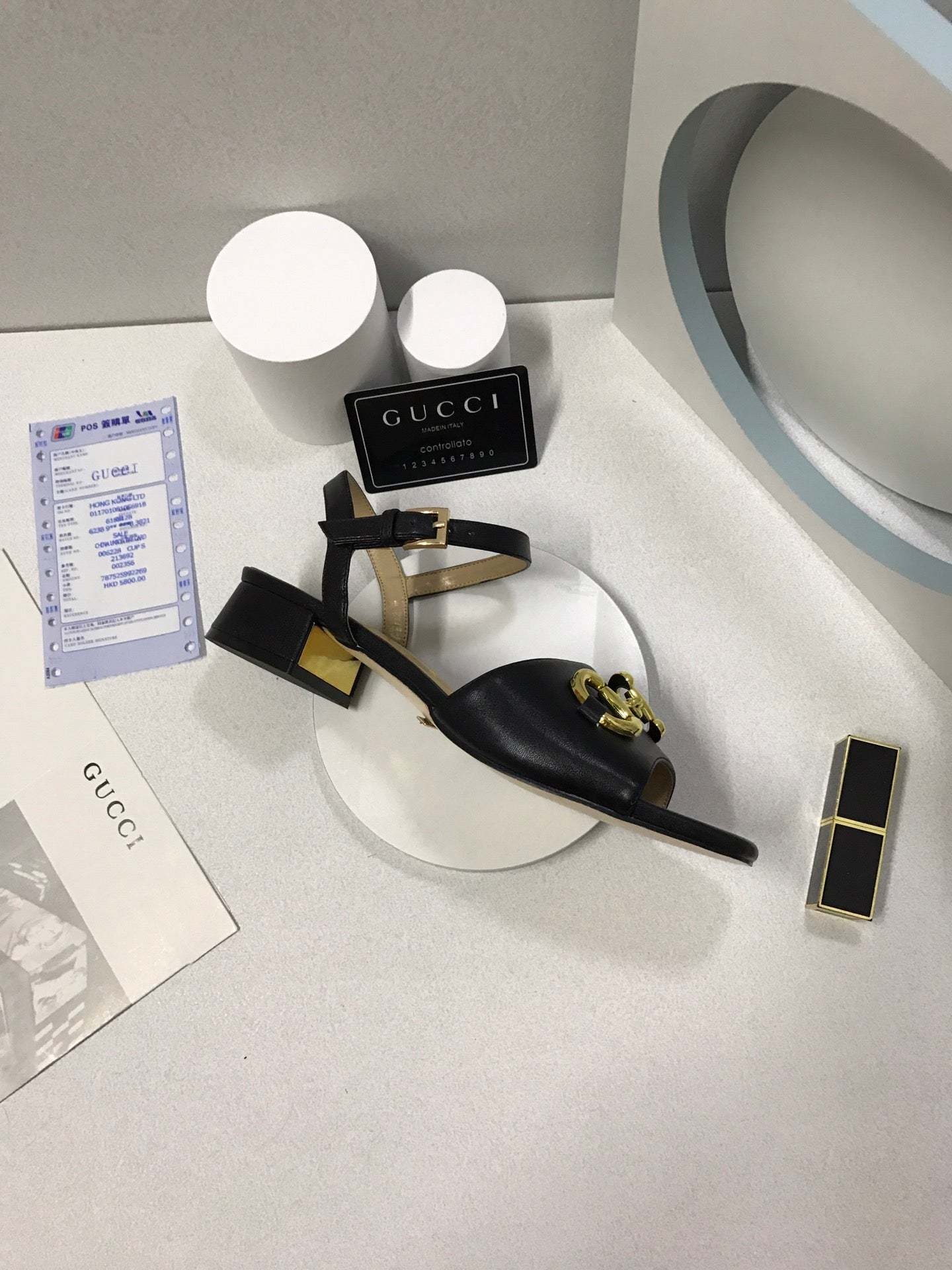 SANDAL GG 655413 BKO00 1000 WOMEN'S SANDAL WITH HORSEBIT BLACK