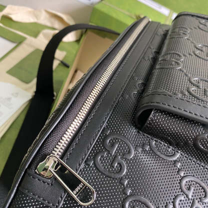 gg Embossed Belt Bag Black gg Embossed For Men  11in/28cm gg 645093 1W3CN 1000