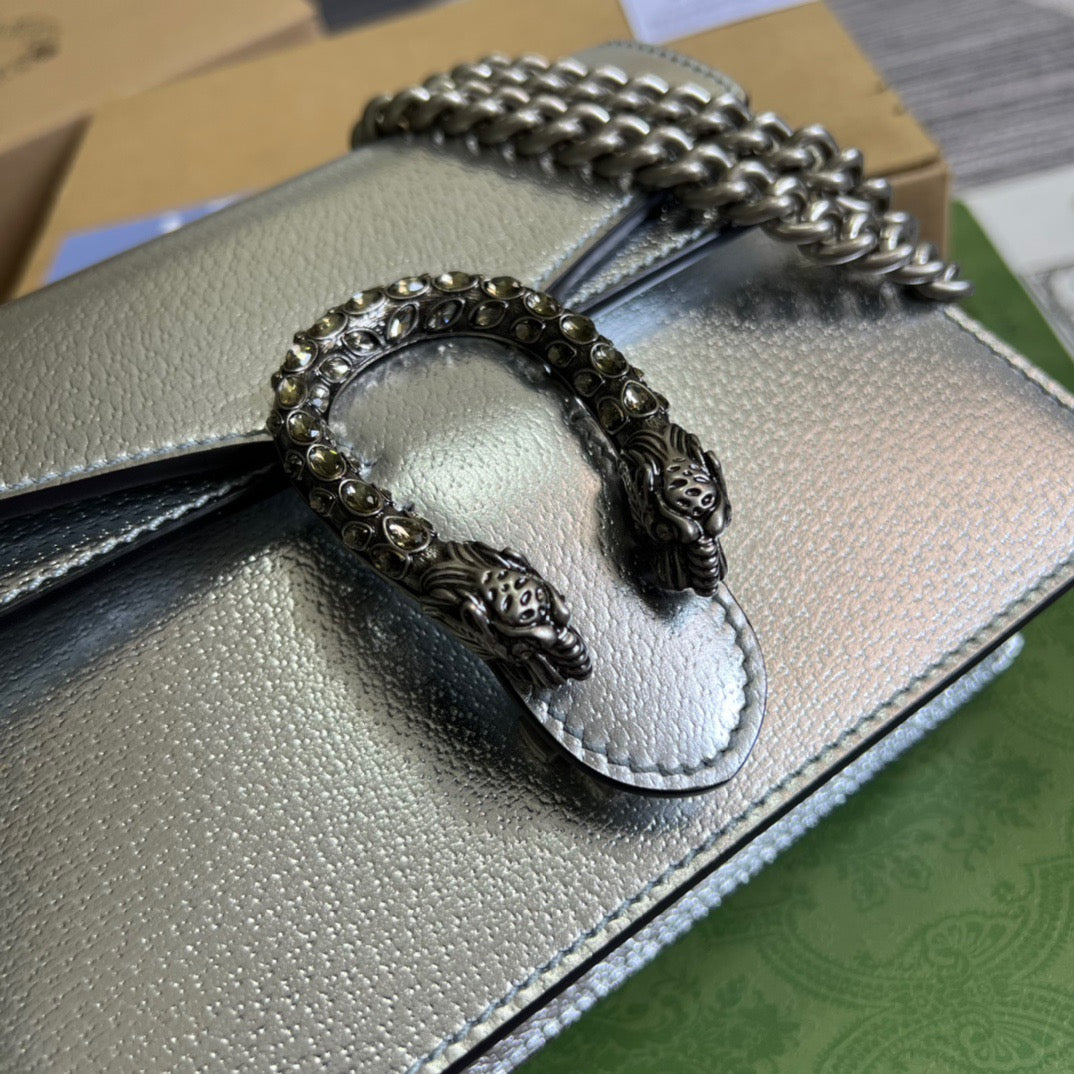 gg Dionysus Super Mini Bag Silver For Women, Women’s Bags 6.5in/17cm gg 476432 1TRBN 8173