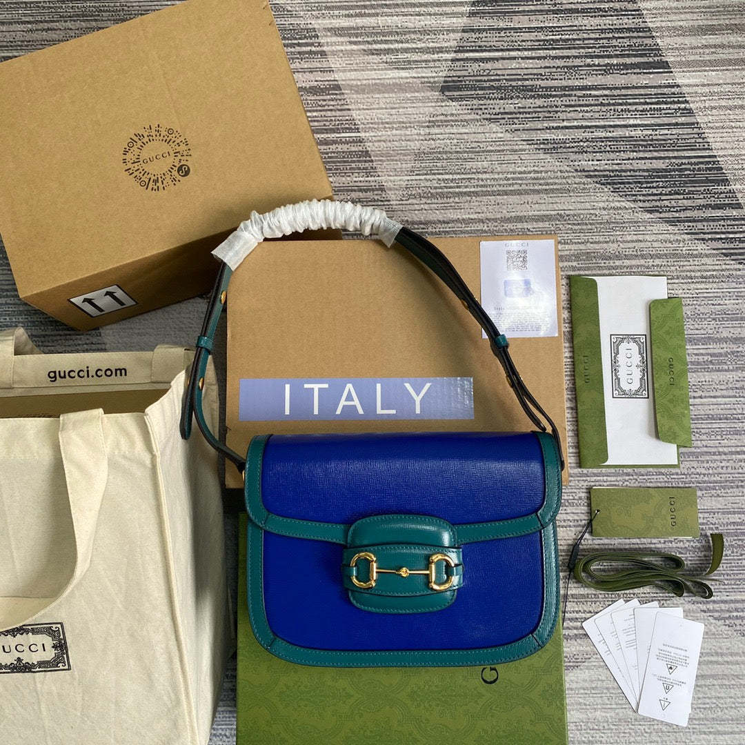 gg Horsebit 1955 Shoulder Bag Blue For Women, Women’s Bags 9.8in/25cm gg