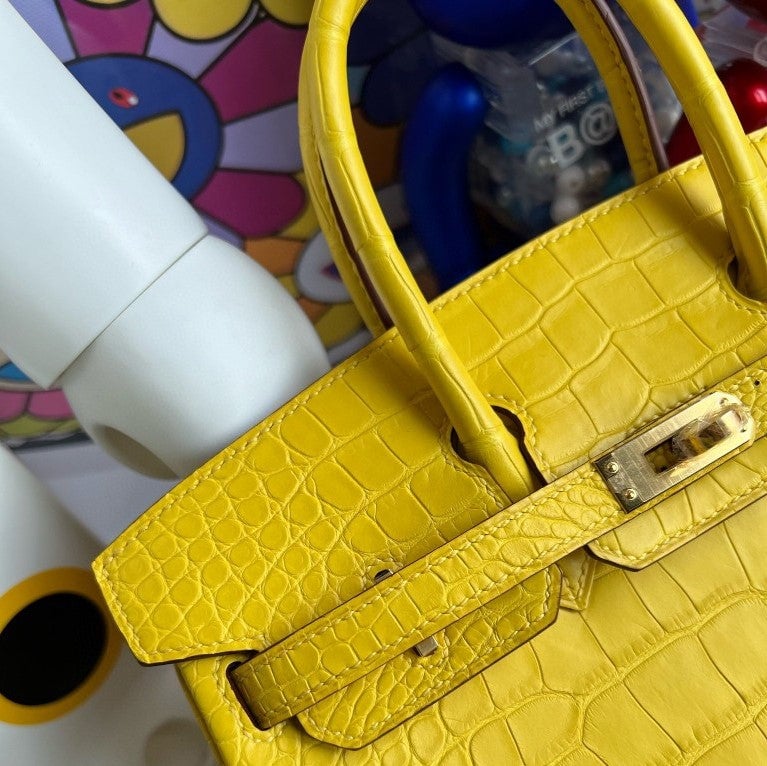 HM BIRKIN ALLIGATOR MATTE M9 MARIGOLD YELLOW GOLD HARDWARE 25CM