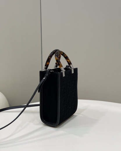 FI Mini Sunshine Shopper Black Bag For Woman 18cm/7in