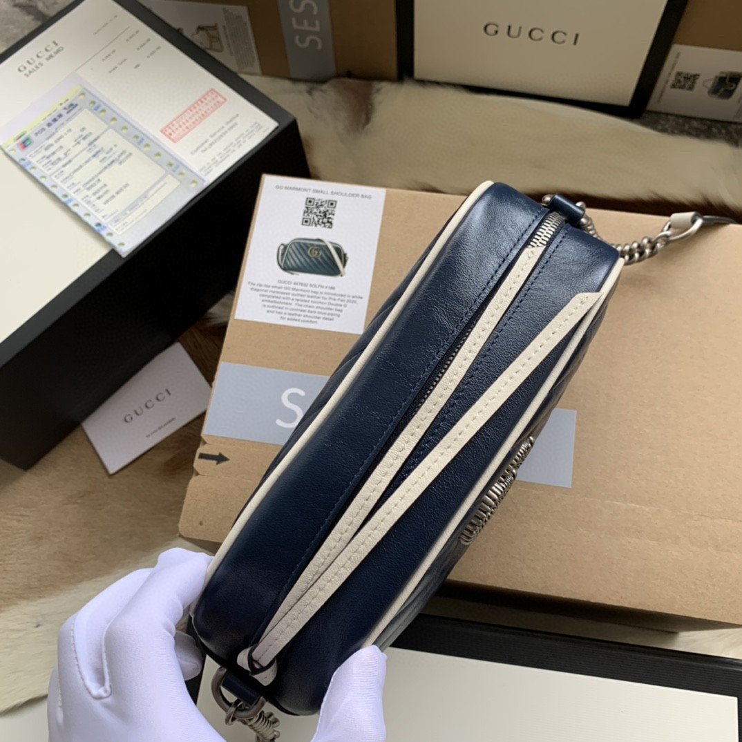 gg Marmont Matelassé Shoulder Bag Blue For Women 9.5in/24cm gg