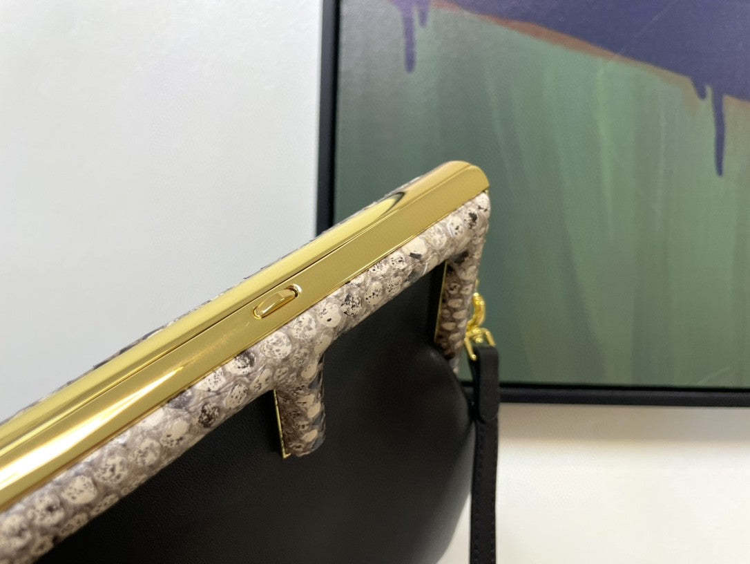 FI First Small Black with python Bag For Woman 26cm/10in 8BP129AGWRF1G5K
