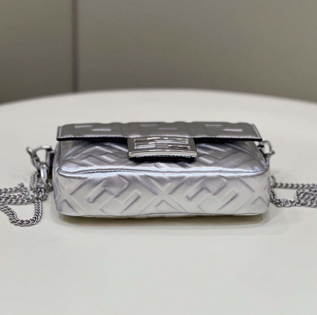 FI Baguette Silver For Women, Women’s Handbags, Shoulder And Crossbody Bags 7.5in/19cm FF 8BS017