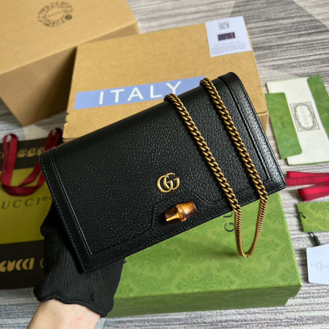 gg Diana Mini Bag With Bamboo Black For Women, Women’s Bags 7.5in/19cm gg 696817 DJ20T 1000