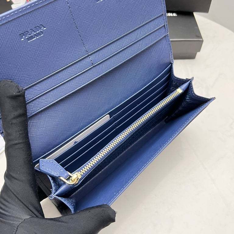 PR SAFFIANO MONOCHROME FLAP LONG WALLET FULL NAVY BLUE 19CM 1MH132 ZLP F061H