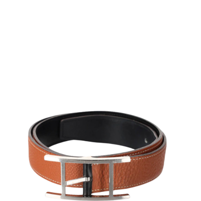HM QUENTIN REVERSIBLE BELT BROWN SILVER METAL 32MM