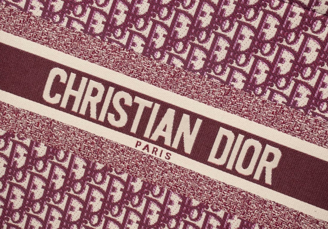 DIR LARGE BOOK TOTE OBLIQUE EMBROIDERY RED 42CM