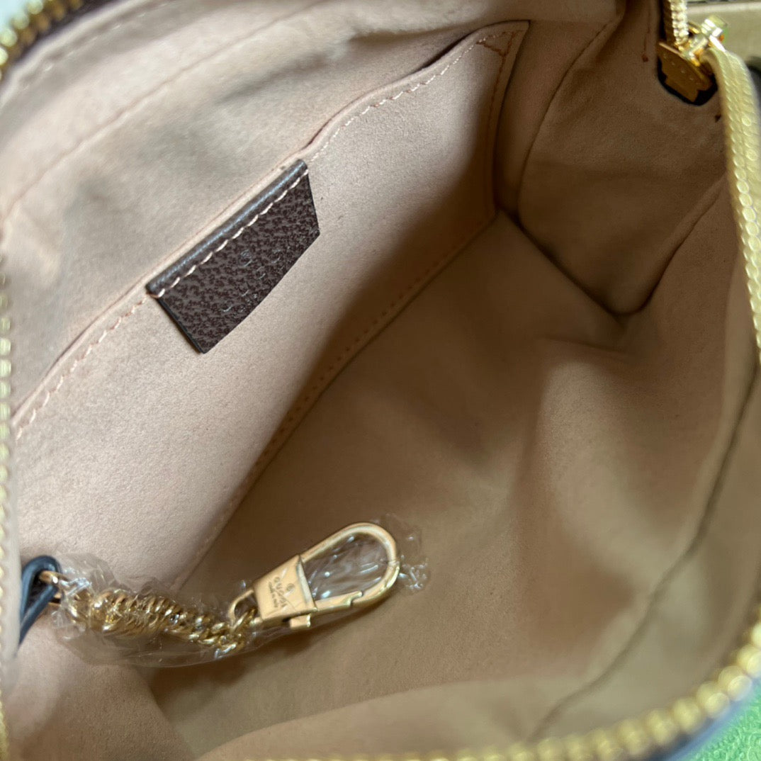 gg Ophidia Mini gg Bag Beige/Ebony gg Supreme Canvas With Brown For Women  7in/17.5cm gg 517350 96IWS 8745