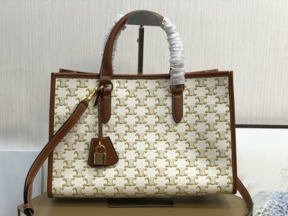 CE MINI HORIZONTAL CABAS IN TRIOMPHE CANVAS AND CALFSKIN WHITE 199742BZJ01BC