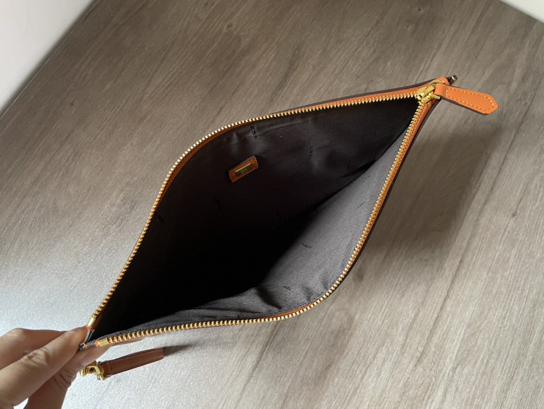 FI Flat Pouch Brown Large Pouch Bag For Woman 34cm/13in 8N0178AC9LF0QVK