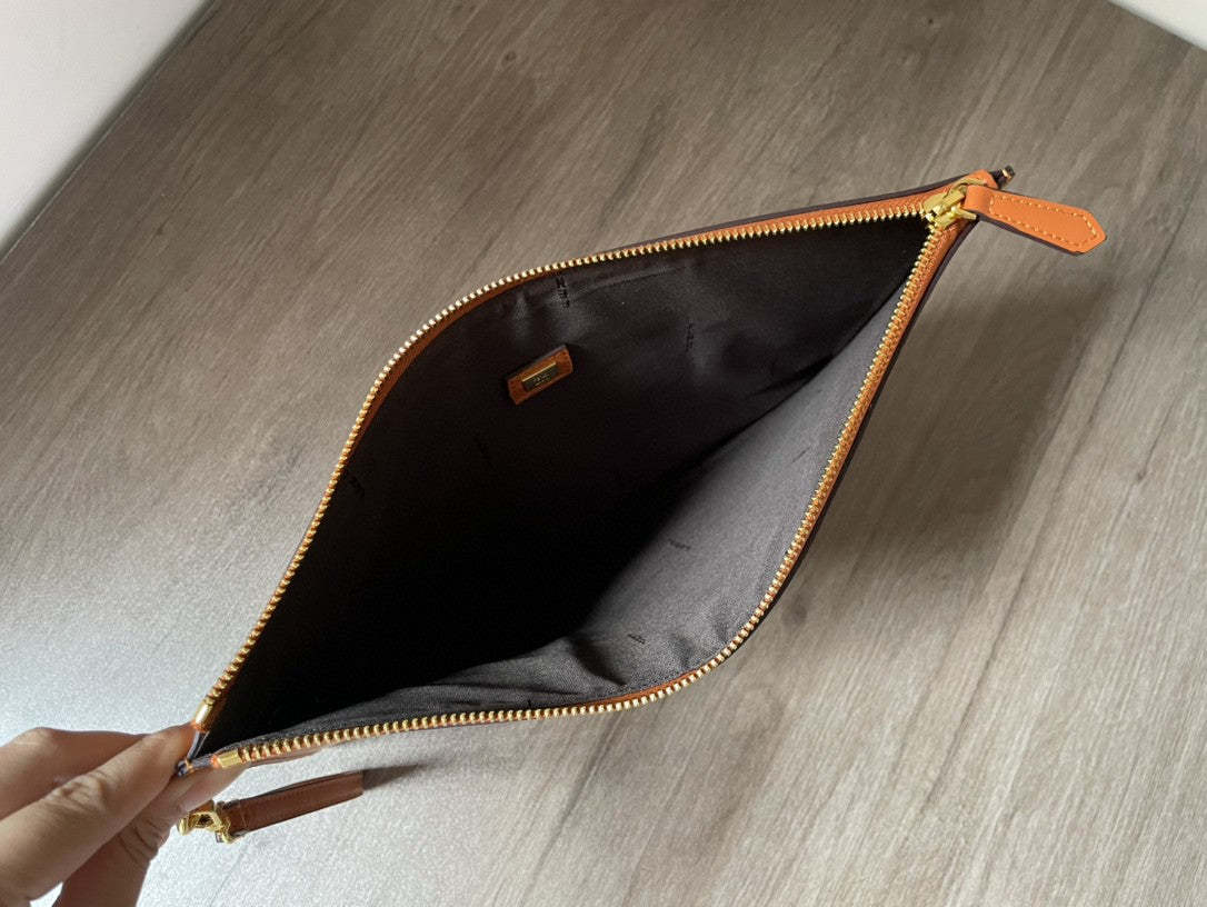 FI Flat Pouch Brown Large Pouch Bag For Woman 34cm/13in 8N0178AC9LF0QVK