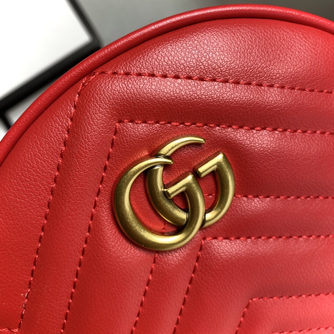 GG MARMONT MINI ROUND SHOULDER BAG RED 550154 0OLET 6438