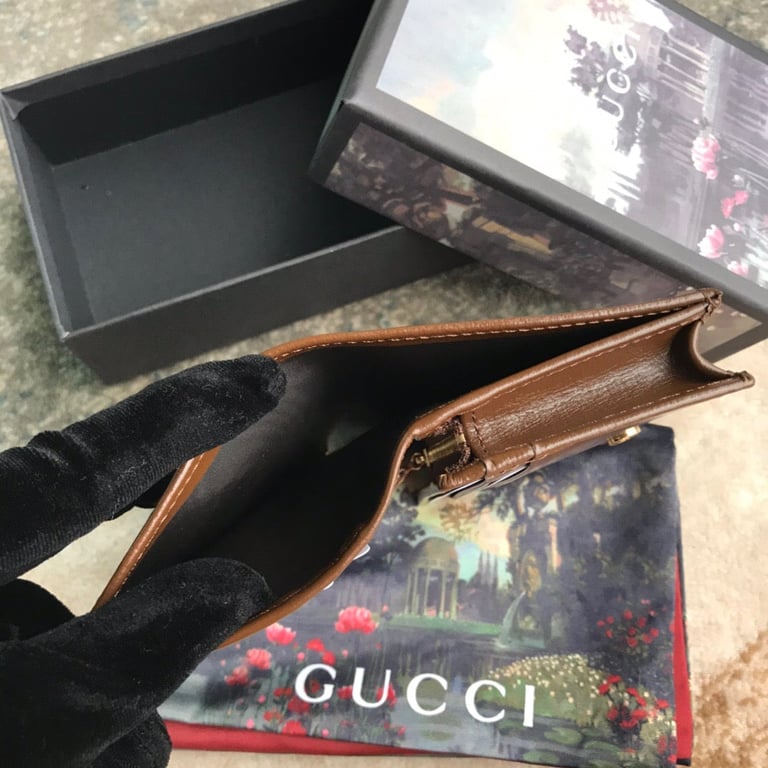 GG HORSEBIT 1955 CARD CASE WALLET 11CM BROWN 621887 92TCG 8563