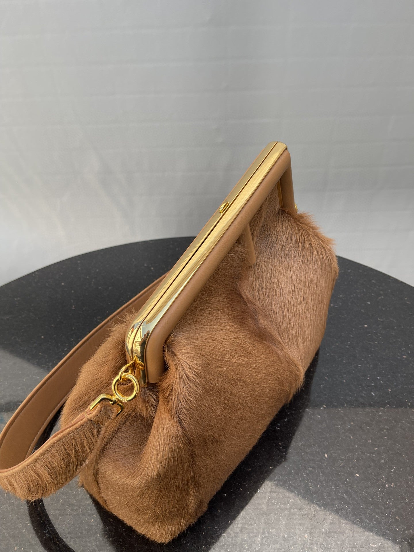 FI First Medium Brown Fox Fur Bag For Woman 32.5cm/13in