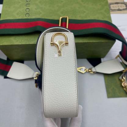 gg x Adidas Horsebit 1955 Mini Bag White For Women, Women&#8217;s Bags 8.1in/21cm gg 658574 U3ZDG 8727