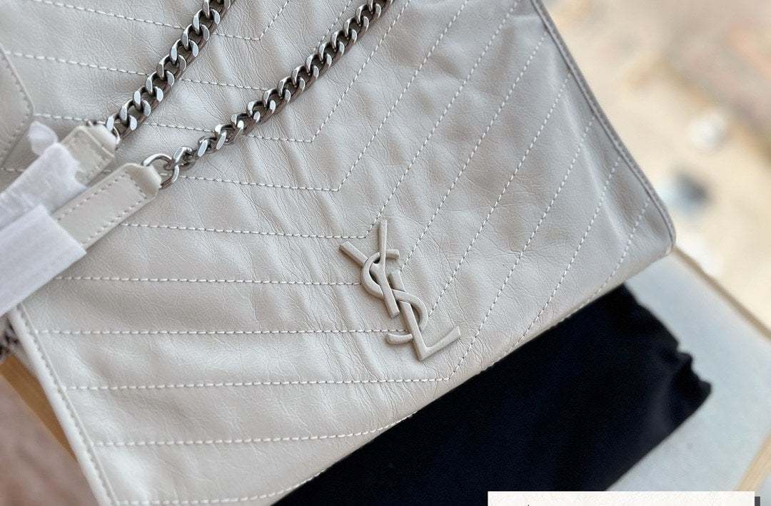 SAINT LAURENT MEDIUM NIKI SHOPPING BAG WHITE 32CM