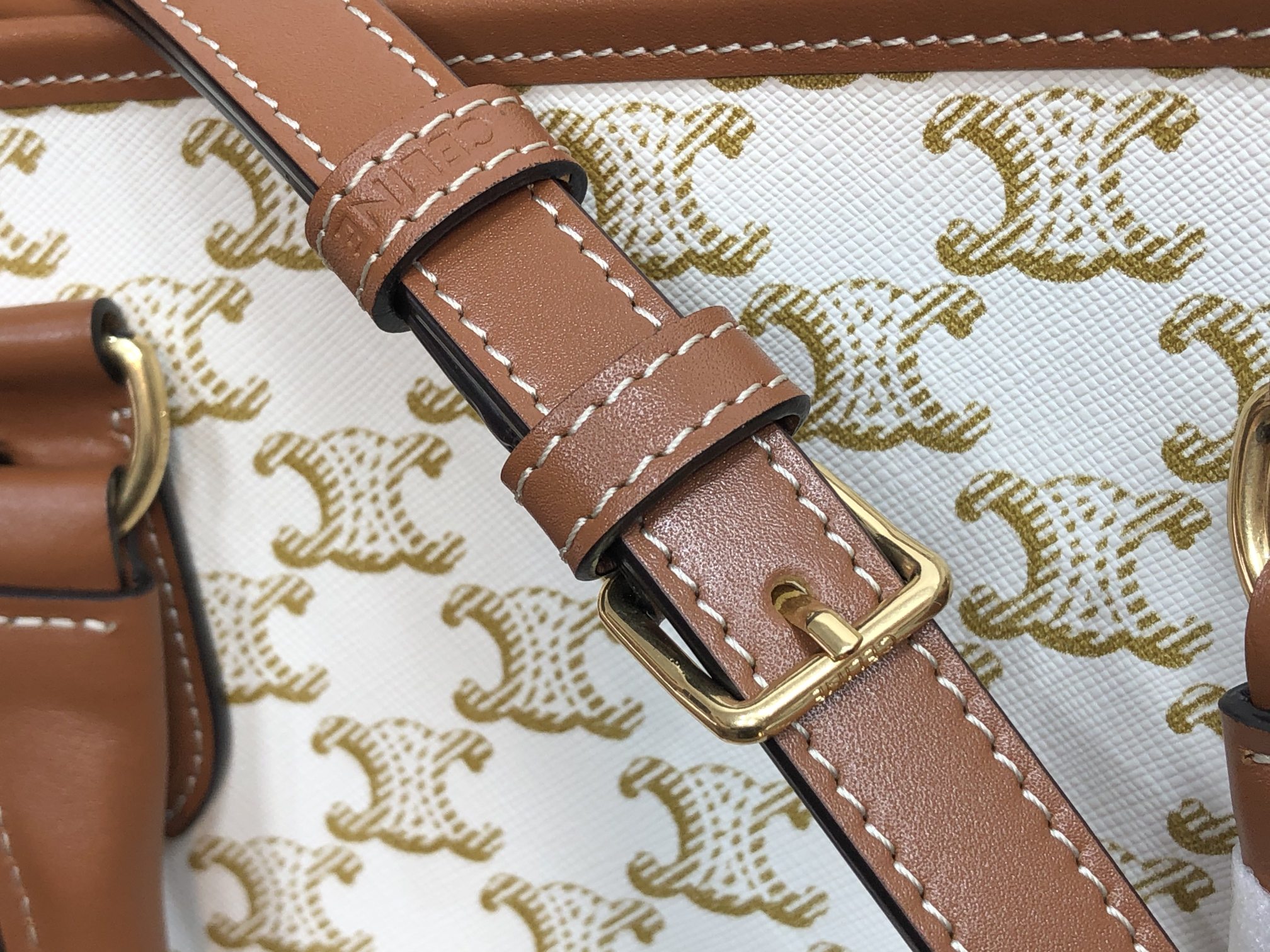 CE MINI HORIZONTAL CABAS IN TRIOMPHE CANVAS AND CALFSKIN WHITE 199742BZJ01BC