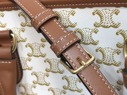 CE MINI HORIZONTAL CABAS IN TRIOMPHE CANVAS AND CALFSKIN WHITE 199742BZJ01BC